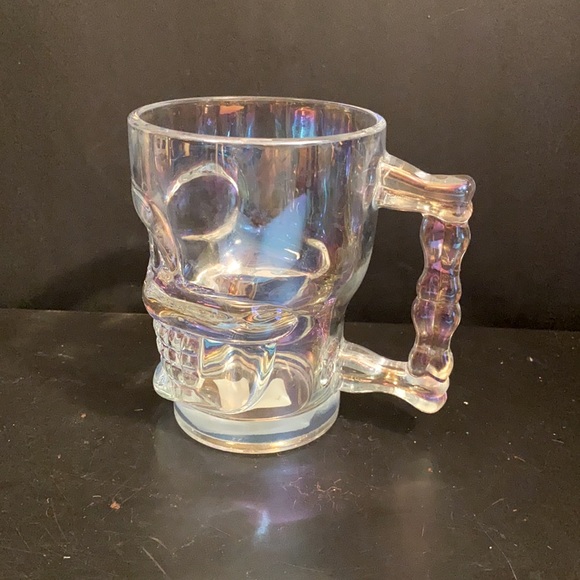Circle Glass LLV Iridescent Scull Handled Beverage Mug - Picture 2 of 3